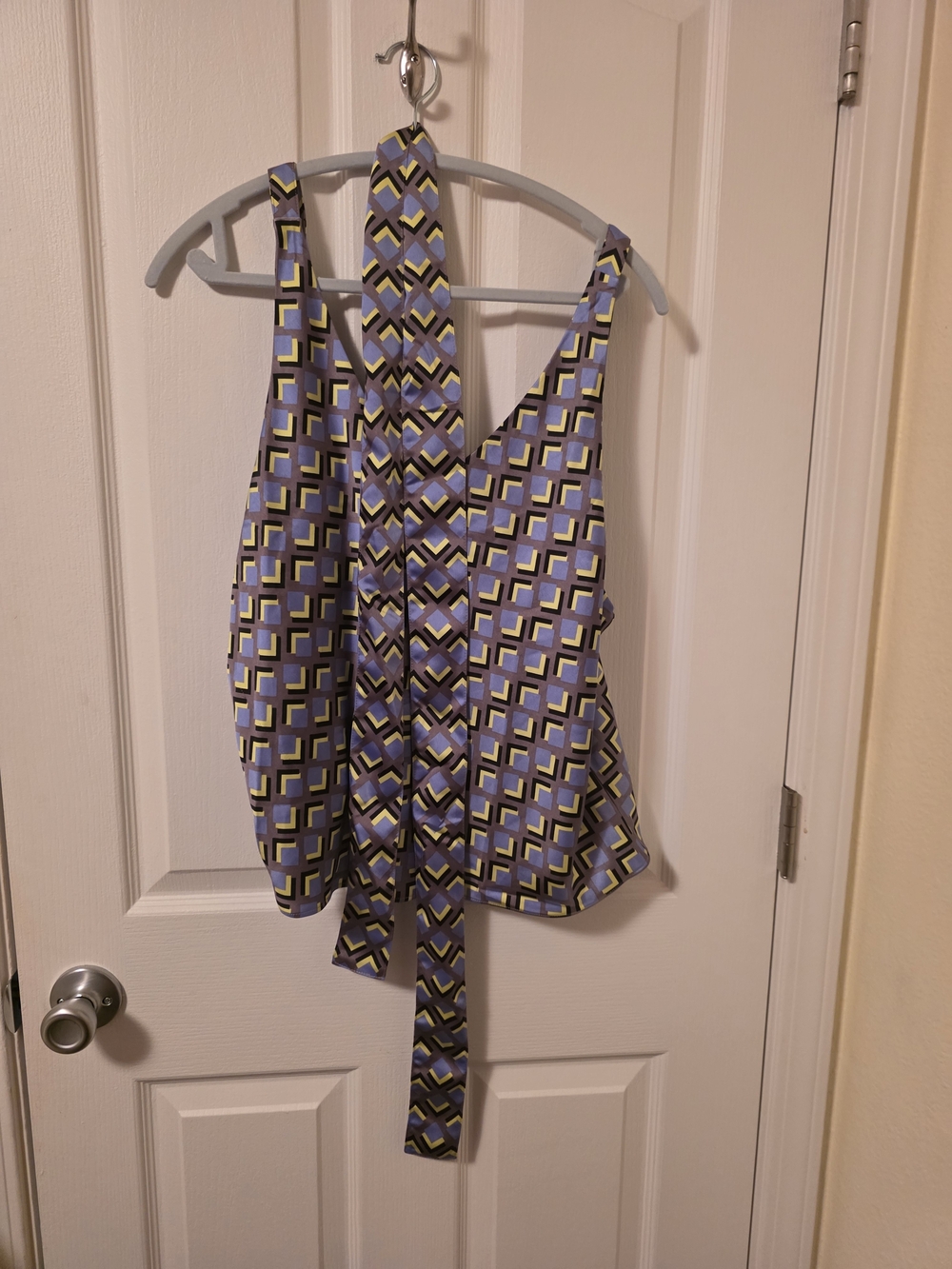 NWT Wildfang The Empower Satin Cami Geometric Tie Scarf Neck Tank XL